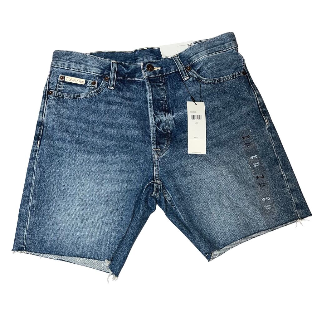 Calvin Klein Jeans Classic Denim Blue raw hem Jean shorts 30 7" inseam NEW